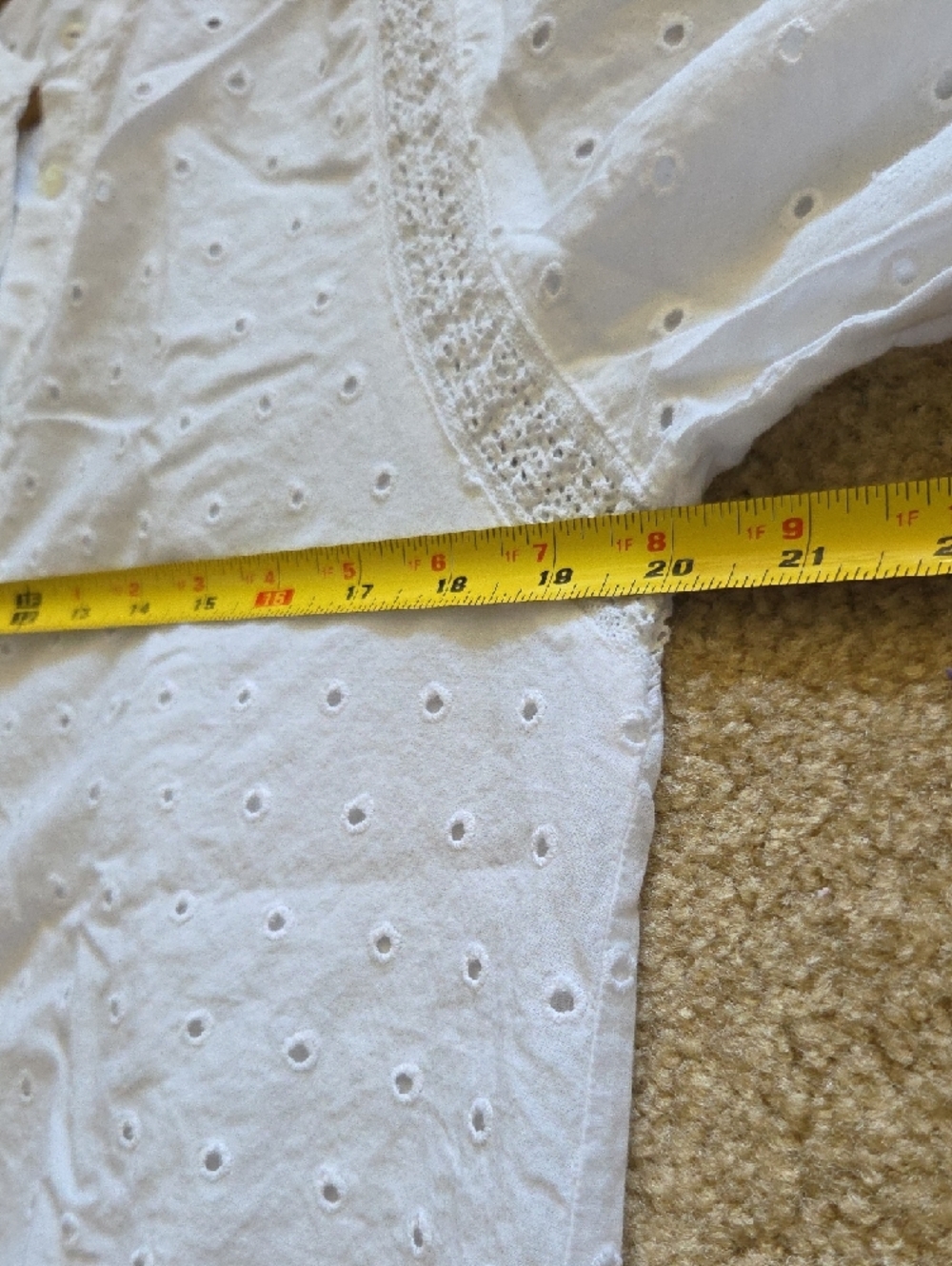 J. Crew White Eyelet Lace Trim Button Front Blouse 100% Cotton Sz 12 - Picture 11 of 13
